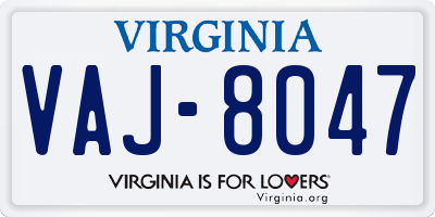 VA license plate VAJ8047