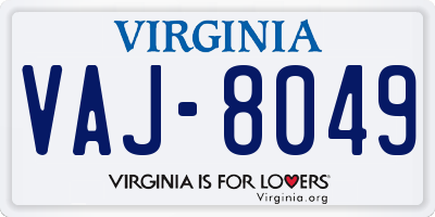 VA license plate VAJ8049