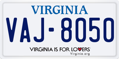 VA license plate VAJ8050