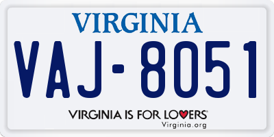 VA license plate VAJ8051