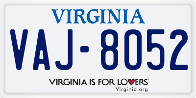 VA license plate VAJ8052