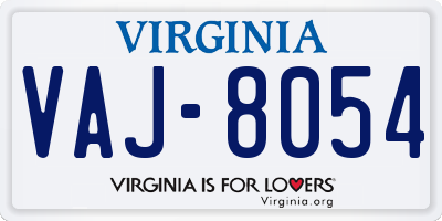 VA license plate VAJ8054