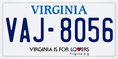 VA license plate VAJ8056