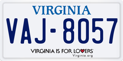 VA license plate VAJ8057