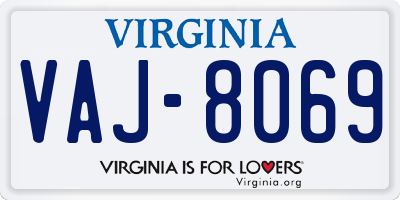 VA license plate VAJ8069