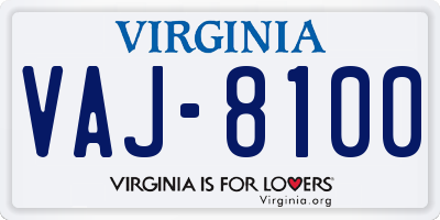 VA license plate VAJ8100