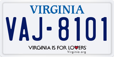 VA license plate VAJ8101