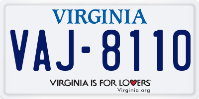 VA license plate VAJ8110