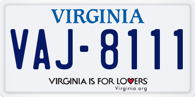 VA license plate VAJ8111