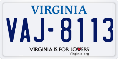 VA license plate VAJ8113