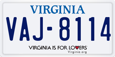 VA license plate VAJ8114