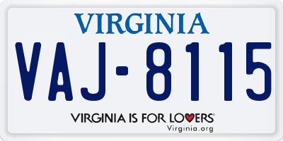 VA license plate VAJ8115
