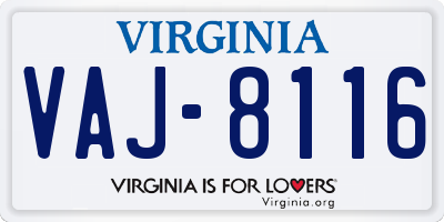 VA license plate VAJ8116