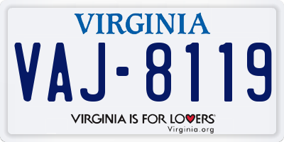VA license plate VAJ8119