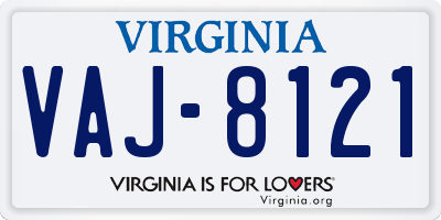 VA license plate VAJ8121