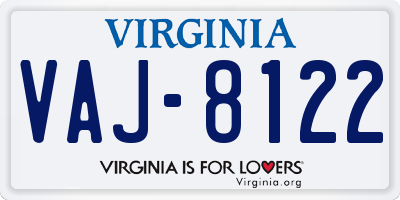 VA license plate VAJ8122