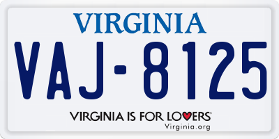 VA license plate VAJ8125