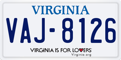 VA license plate VAJ8126