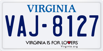 VA license plate VAJ8127