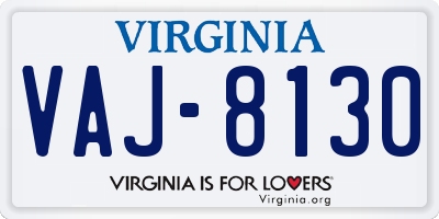 VA license plate VAJ8130