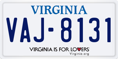 VA license plate VAJ8131