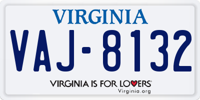 VA license plate VAJ8132