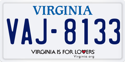 VA license plate VAJ8133