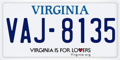 VA license plate VAJ8135