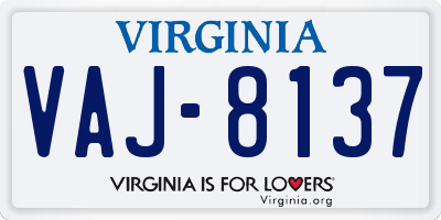 VA license plate VAJ8137