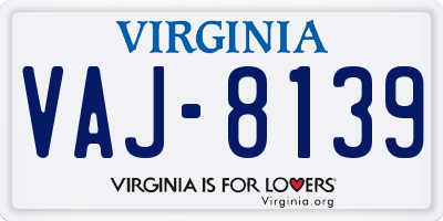VA license plate VAJ8139