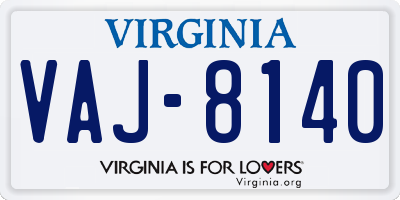 VA license plate VAJ8140