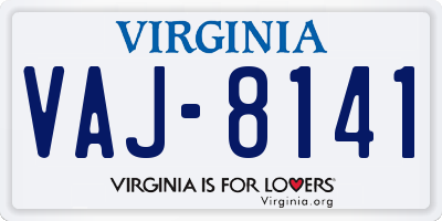 VA license plate VAJ8141