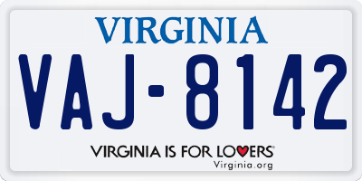VA license plate VAJ8142