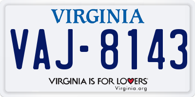 VA license plate VAJ8143