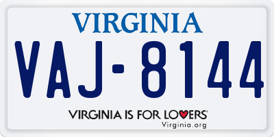 VA license plate VAJ8144