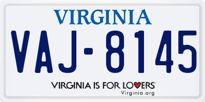 VA license plate VAJ8145
