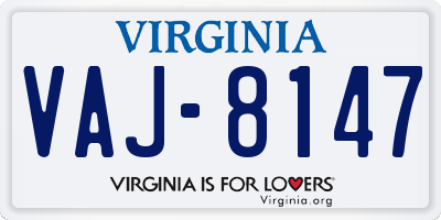 VA license plate VAJ8147
