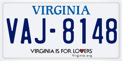 VA license plate VAJ8148