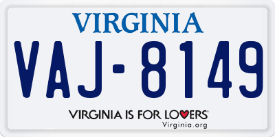 VA license plate VAJ8149