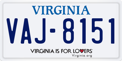 VA license plate VAJ8151