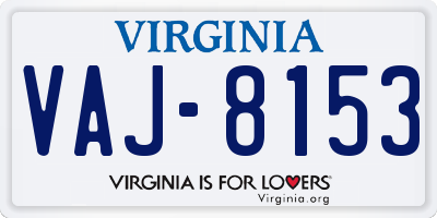 VA license plate VAJ8153