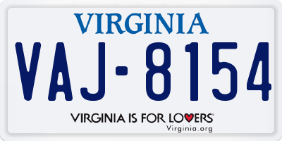 VA license plate VAJ8154