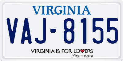 VA license plate VAJ8155