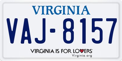 VA license plate VAJ8157