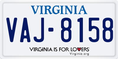 VA license plate VAJ8158