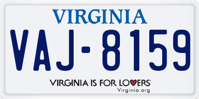 VA license plate VAJ8159
