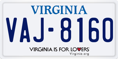 VA license plate VAJ8160