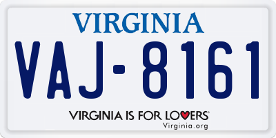 VA license plate VAJ8161