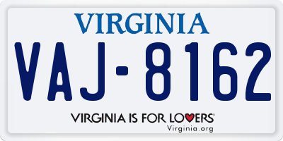 VA license plate VAJ8162