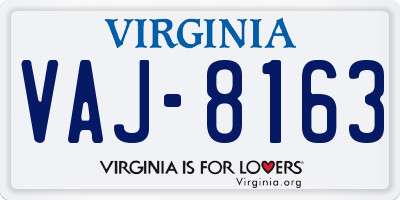 VA license plate VAJ8163